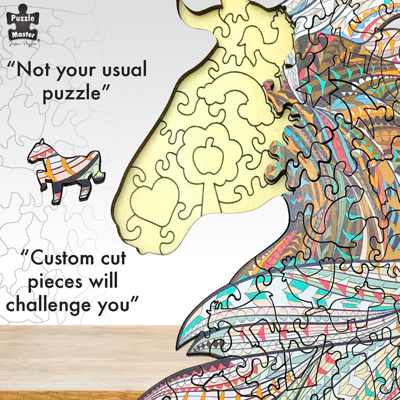 Load image into Gallery viewer, 124 Piece Wooden Jigsaw Puzzle, Horse