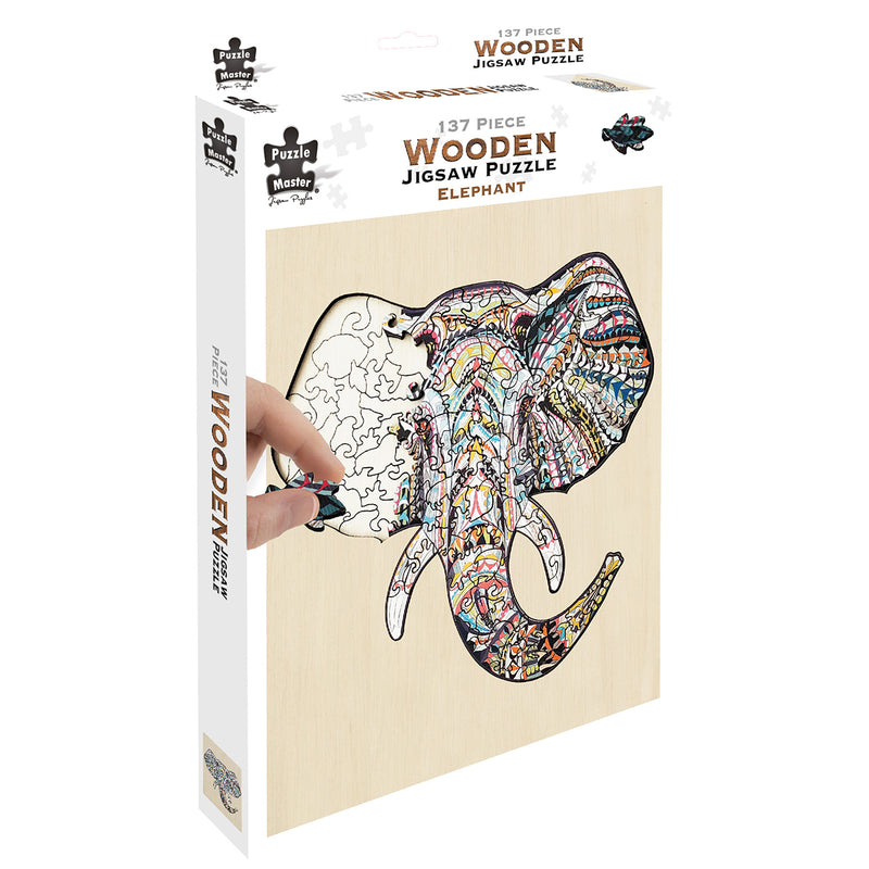 Load image into Gallery viewer, 137 Piece Wooden Jigsaw Puzzle, Elephant