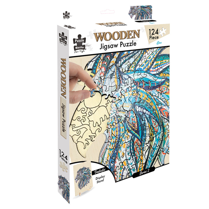 Load image into Gallery viewer, 124 Piece Wooden Jigsaw Puzzle, Lion