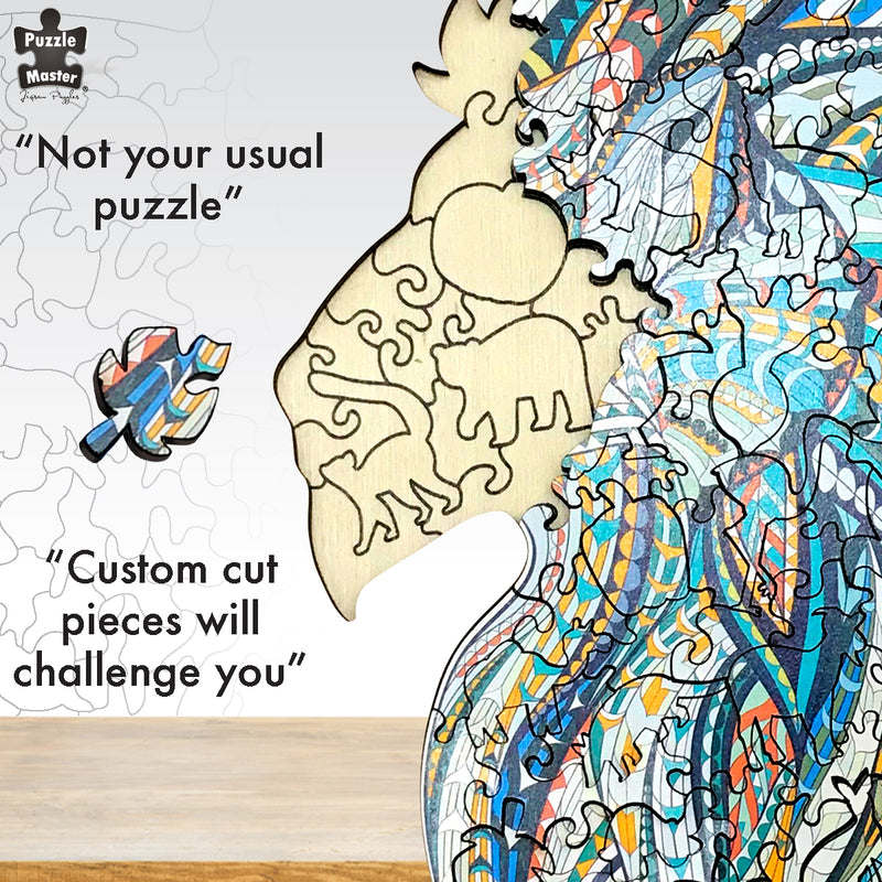 Load image into Gallery viewer, 124 Piece Wooden Jigsaw Puzzle, Lion