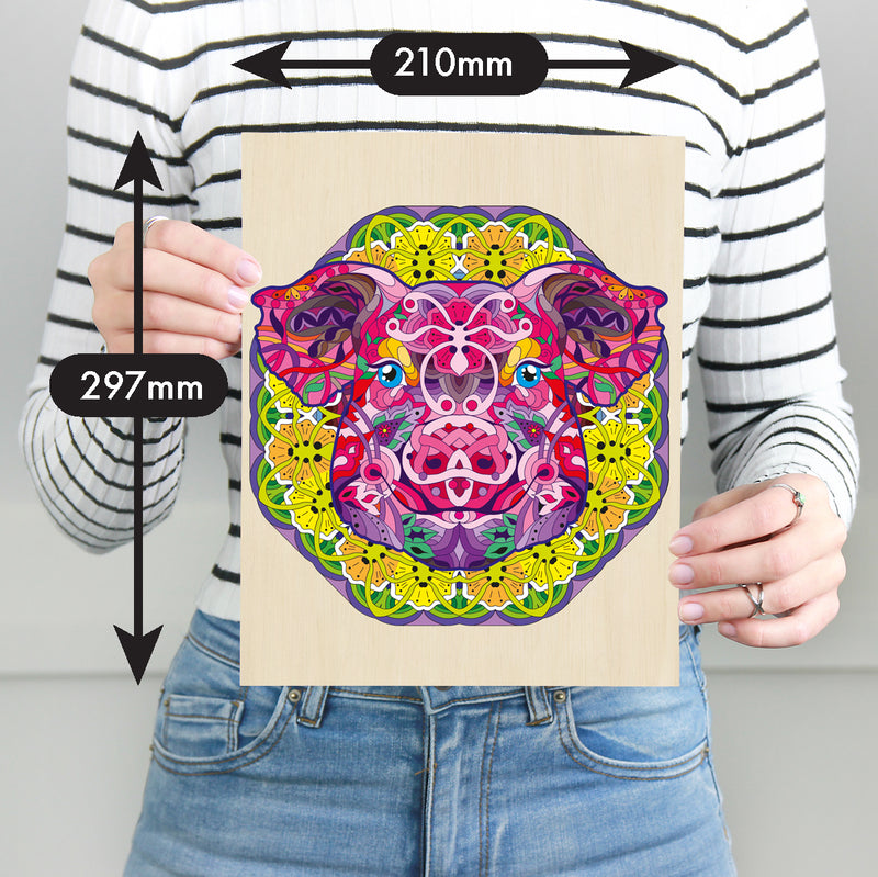 Load image into Gallery viewer, 121 Piece Wooden Jigsaw Puzzle, Pig