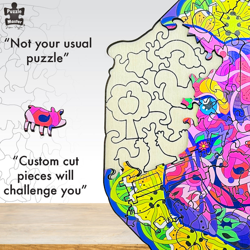 Load image into Gallery viewer, 121 Piece Wooden Jigsaw Puzzle, Pig