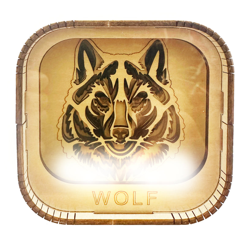 Load image into Gallery viewer, Wooden Night Light Puzzle Wolf