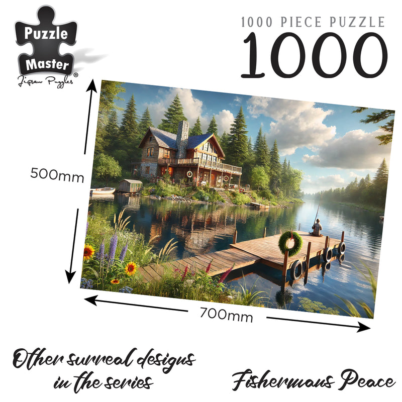 Load image into Gallery viewer, Graphic showing the dimensions of the Puzzle Master Fishermans Peace 1000 piece jigsaw puzzle measuring 700 mm by 500 mm.