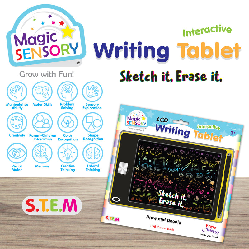 Load image into Gallery viewer, Interactive LCD Writing Tablet - Yellow Doodle (USB Rechargeable)
