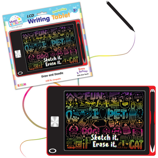 Interactive LCD Writing Tablet - Red Pet (USB Rechargeable)