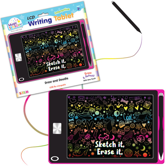 Interactive LCD Writing Tablet - Pink Unicorn (USB Rechargeable)