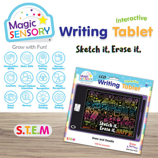 Interactive LCD Writing Tablet - Purple Art (USB Rechargeable)