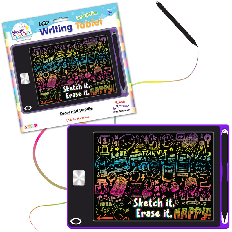 Load image into Gallery viewer, Interactive LCD Writing Tablet - Purple Art (USB Rechargeable)
