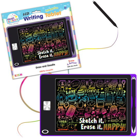 Interactive LCD Writing Tablet - Purple Art (USB Rechargeable)