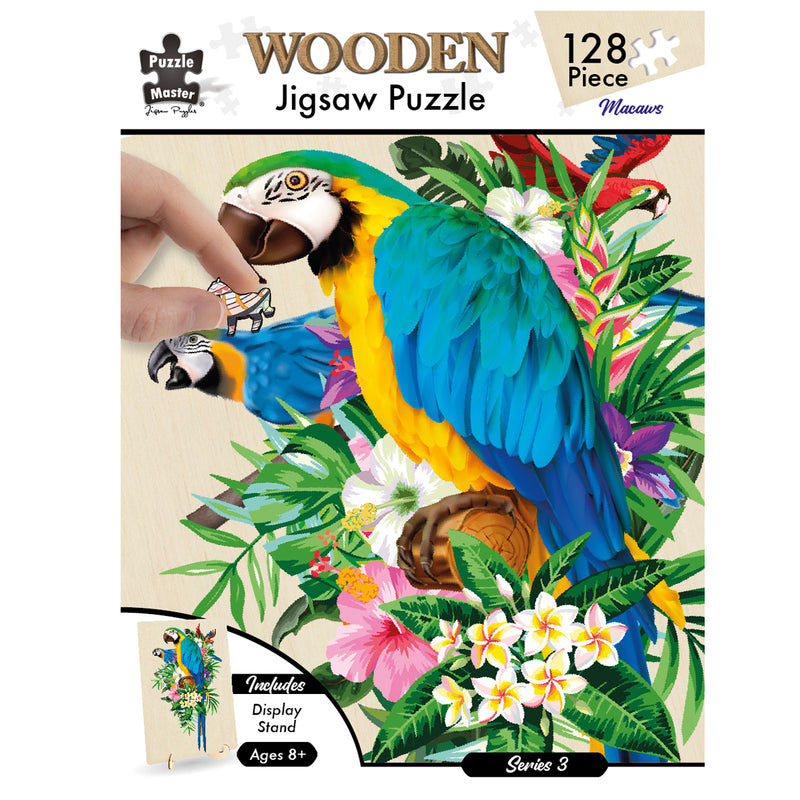 Load image into Gallery viewer, 128 Piece Wooden Jigsaw Puzzle, Macaw
