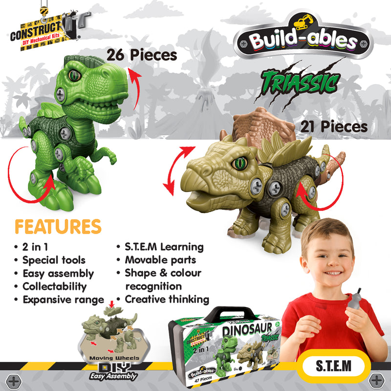 Load image into Gallery viewer, Build-ables Dinosaurs 2 in 1 Triassic

