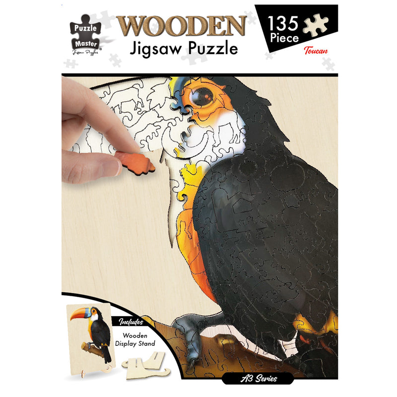 Load image into Gallery viewer, 135 Piece Wooden Jigsaw Puzzle, Toucan (A3 Series)
