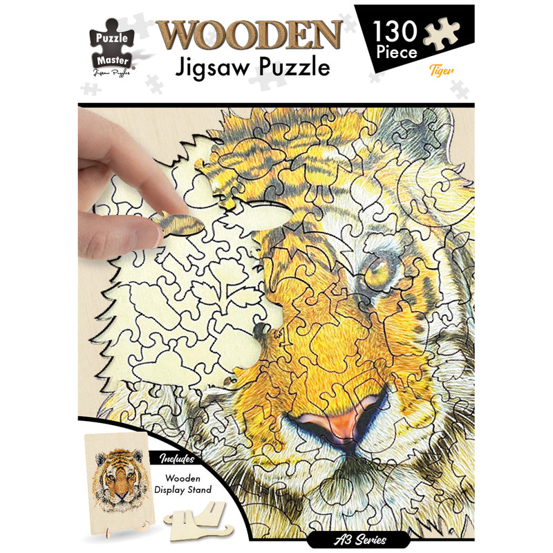 Load image into Gallery viewer, 130 Piece Wooden Jigsaw Puzzle, Tiger (A3 Series)
