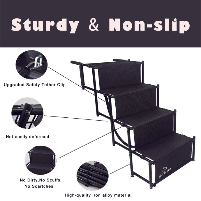 Wuf & Mio Foldable Dog Stairs - Safe, Sturdy & Stress-Free Access for Pets