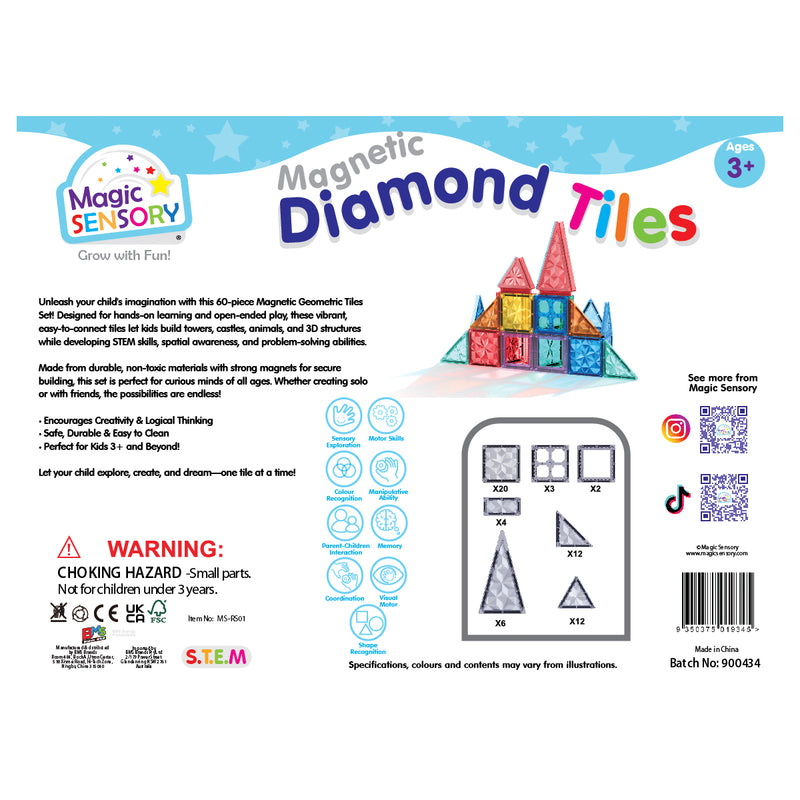Load image into Gallery viewer, Magnetic Diamond Tiles 60 Piece Set
