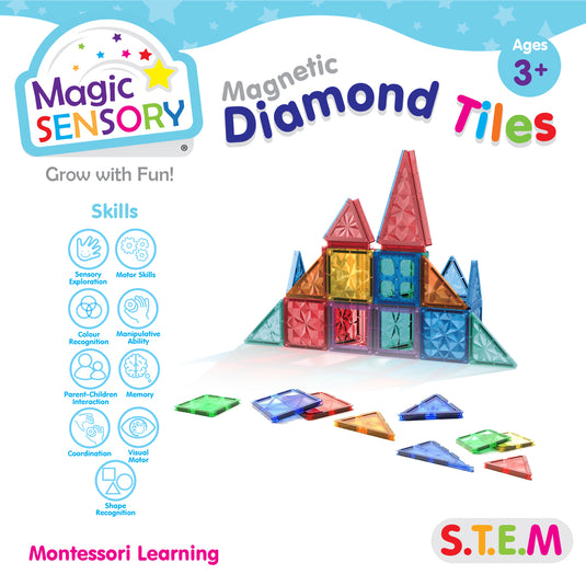 Magnetic Diamond Tiles 60 Piece Set