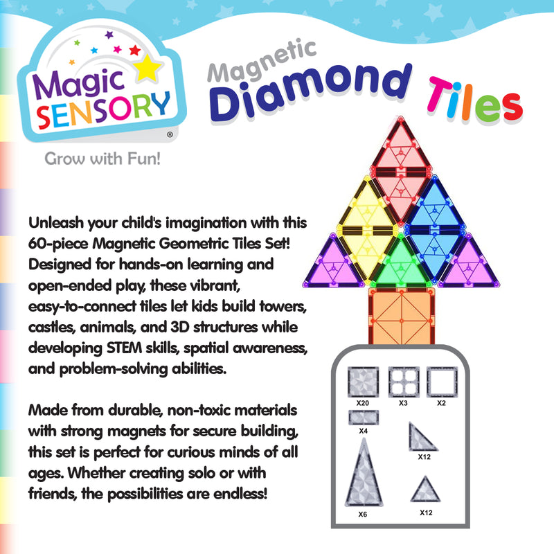 Load image into Gallery viewer, Magnetic Diamond Tiles 60 Piece Set
