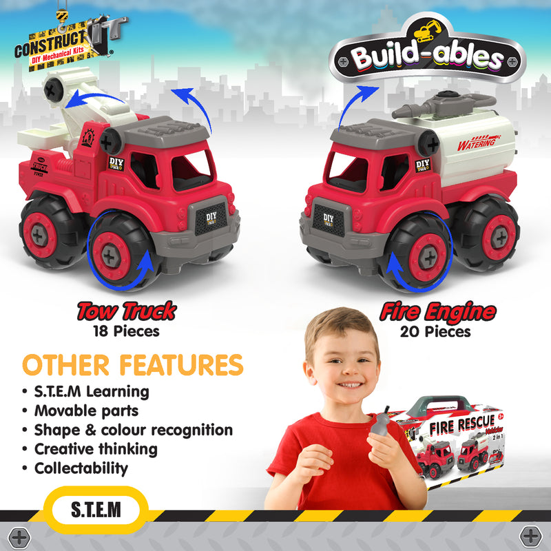 Load image into Gallery viewer, Build-ables - Fire Rescue Vehicles 2 in 1
