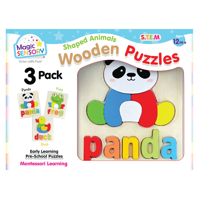 Shaped Animals Wooden Puzzles Triple Pack