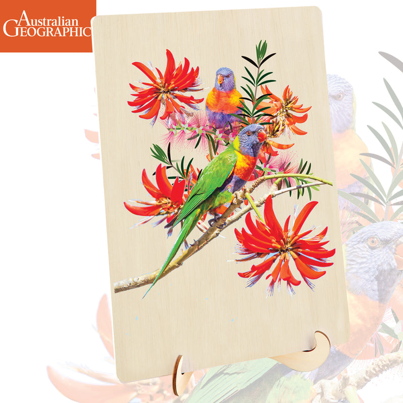 Load image into Gallery viewer, Australian Geographic 124 Piece Wooden Jigsaw Puzzle Lorikeets
