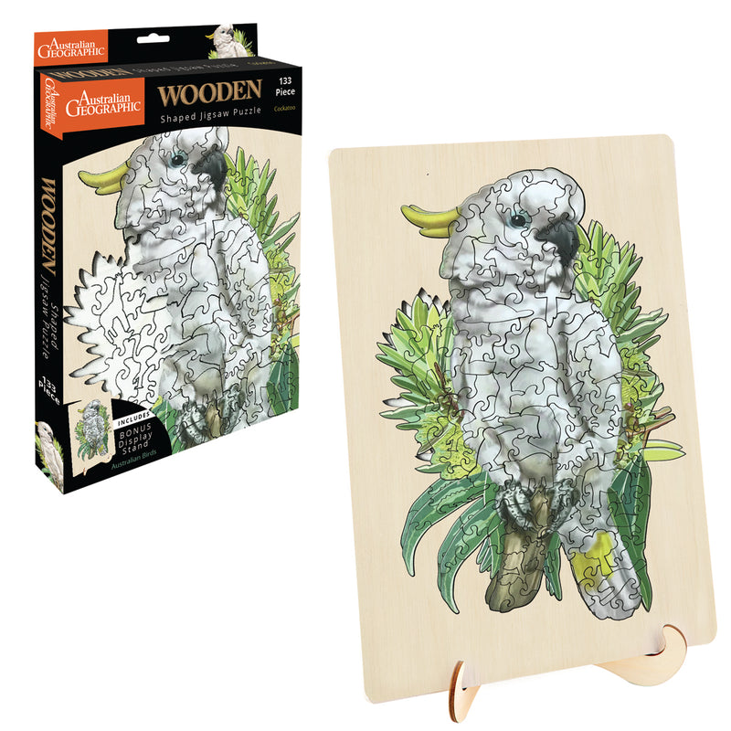 Load image into Gallery viewer, Australian Geographic 133 Piece Wooden Jigsaw Puzzle Cockatoo
