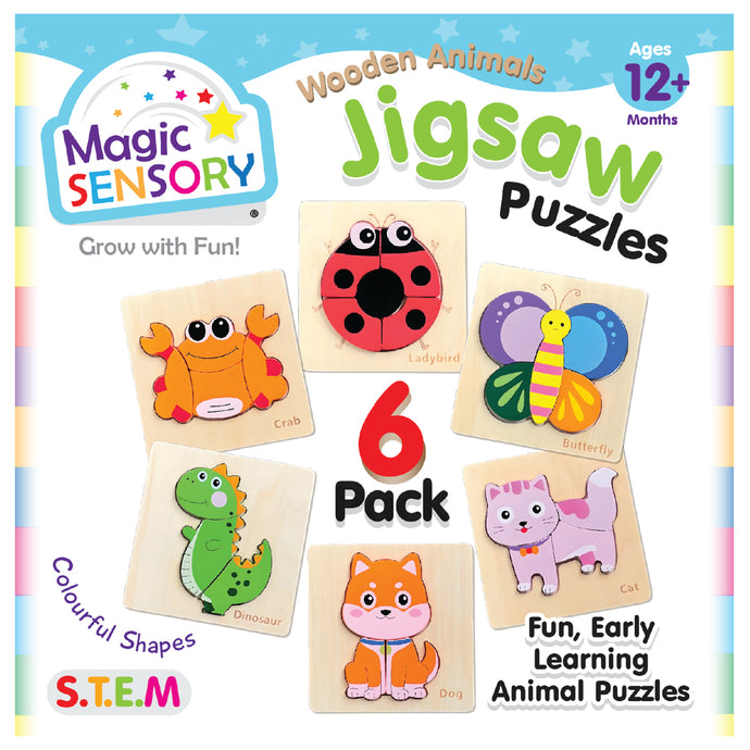 Wooden Animals Jigsaw Puzzle 6 Pack