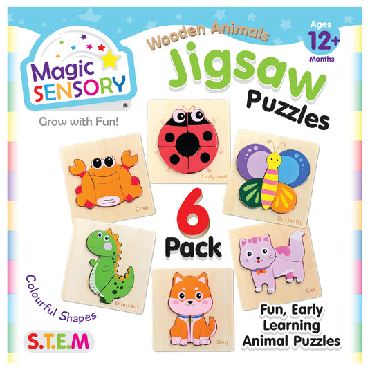 Wooden Animals Jigsaw Puzzle 6 Pack