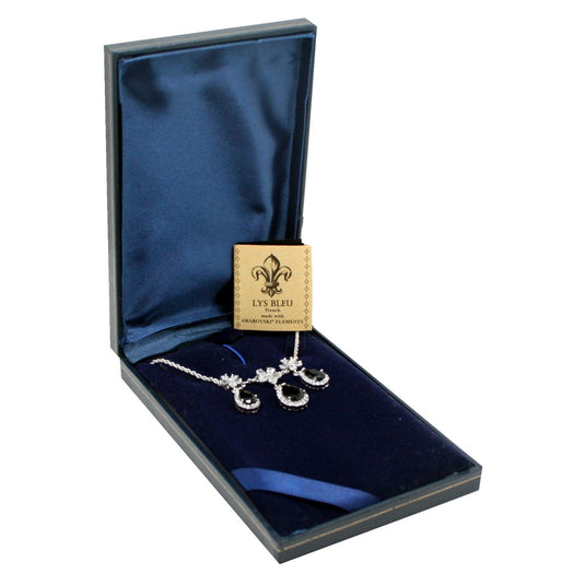 Lys Bleu Black Teardrop Necklace & Earring Set with Swarovski Elements
