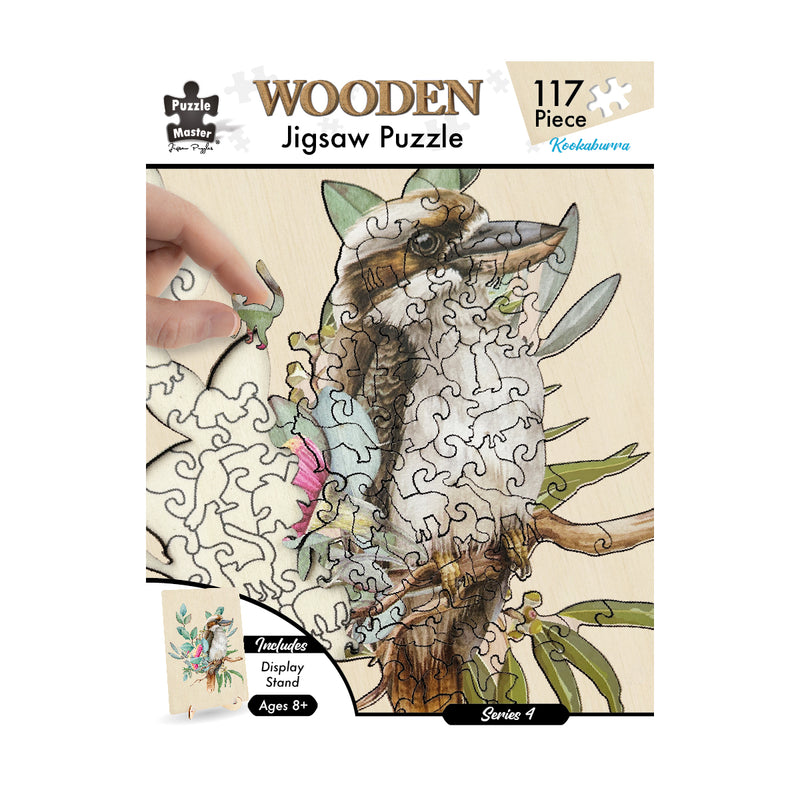 Load image into Gallery viewer, 117 Piece Shaped Wooden Jigsaw Puzzle, Kookaburra
