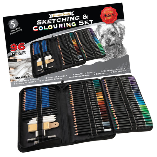 96 Piece Sketching and Colouring Set
