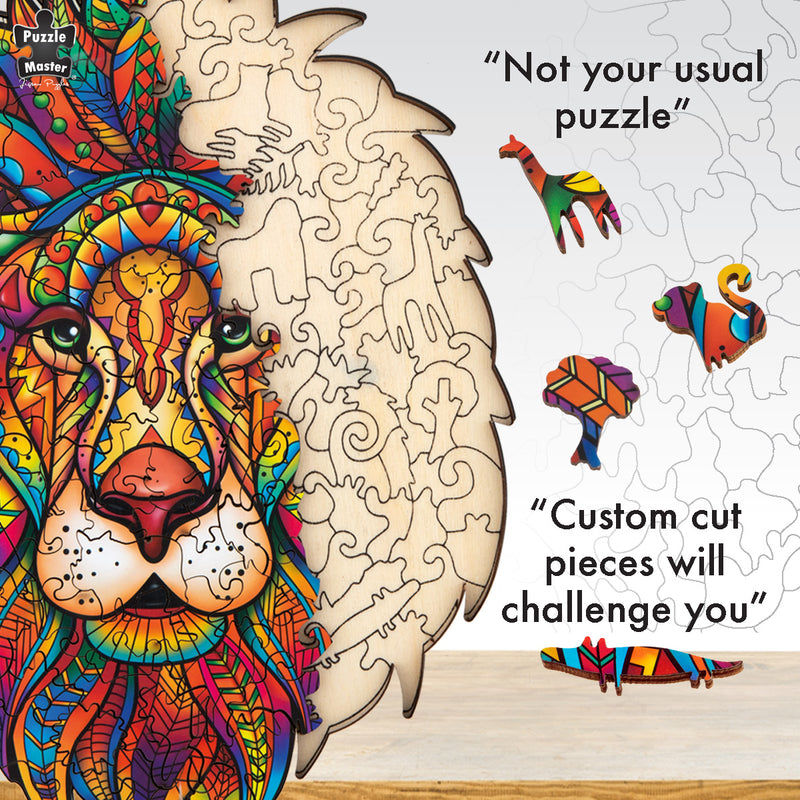 Load image into Gallery viewer, 140 Piece Wooden Jigsaw Puzzle, Lion
