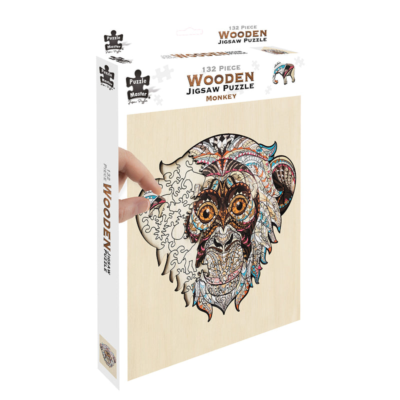 Load image into Gallery viewer, 132 Piece Wooden Jigsaw Puzzle, Monkey
