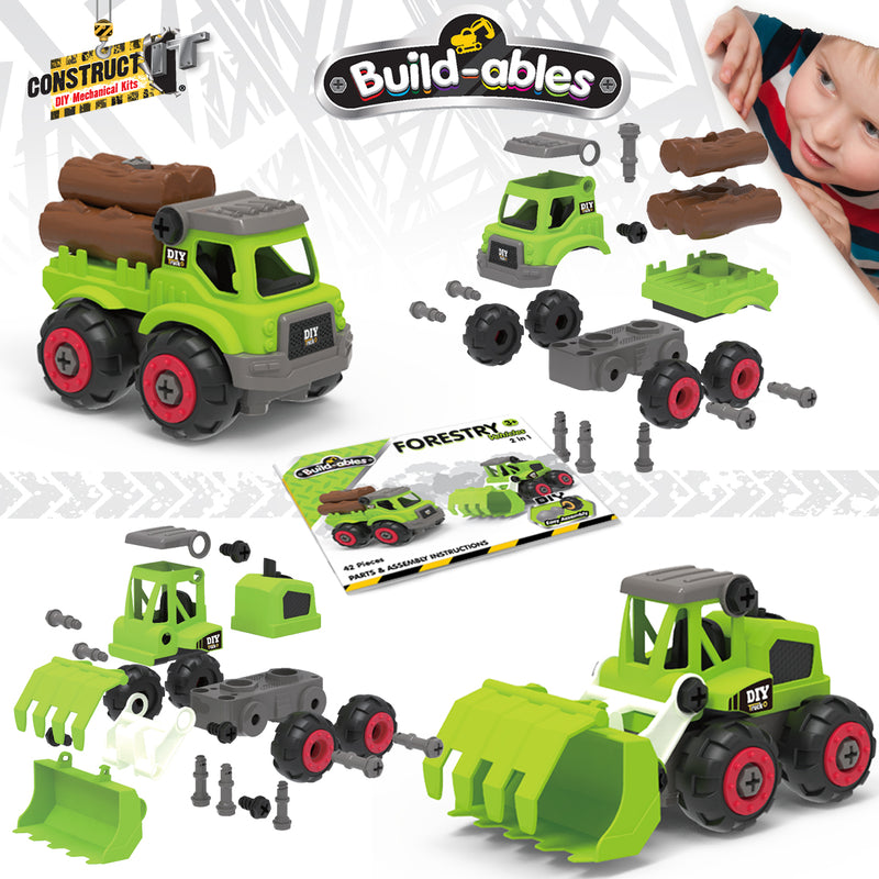 Load image into Gallery viewer, Build-ables - Forestry Vehicles 2 in 1
