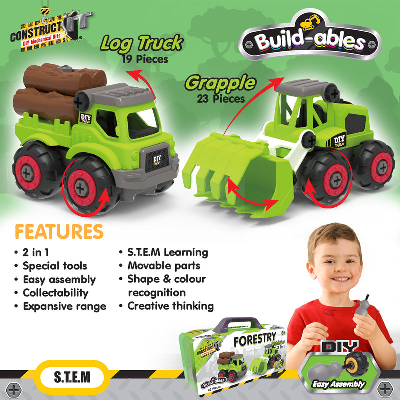 Load image into Gallery viewer, Build-ables - Forestry Vehicles 2 in 1
