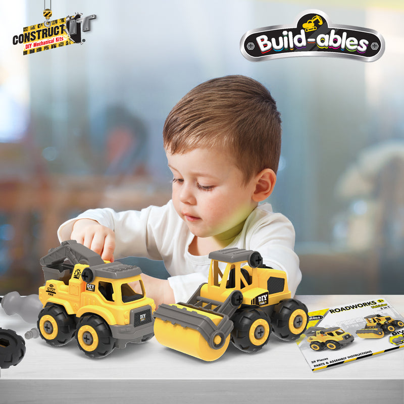 Load image into Gallery viewer, Build-ables - Roadworks Vehicles 2 in 1
