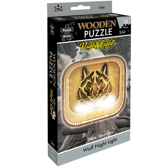 Wooden Night Light Puzzle Wolf